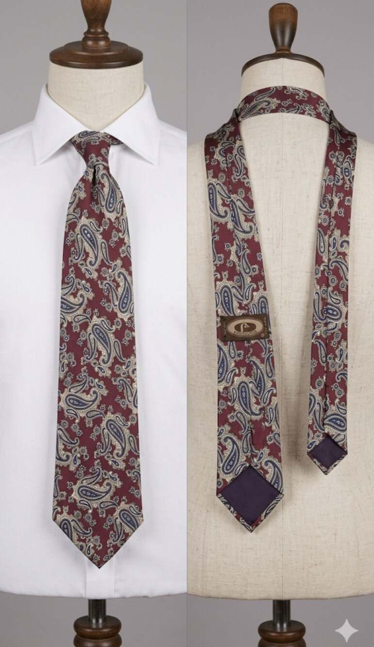 Bert Pulitzer Men's Silk Paisley Necktie Burgundy Blue